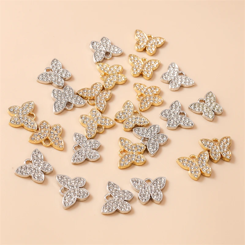 

20pcs 15x12mm Cute Min Crystal Alloy Animal Butterfly Charms Pendants for Jewelry Making Necklaces Earrings DIY Crafts Supplies