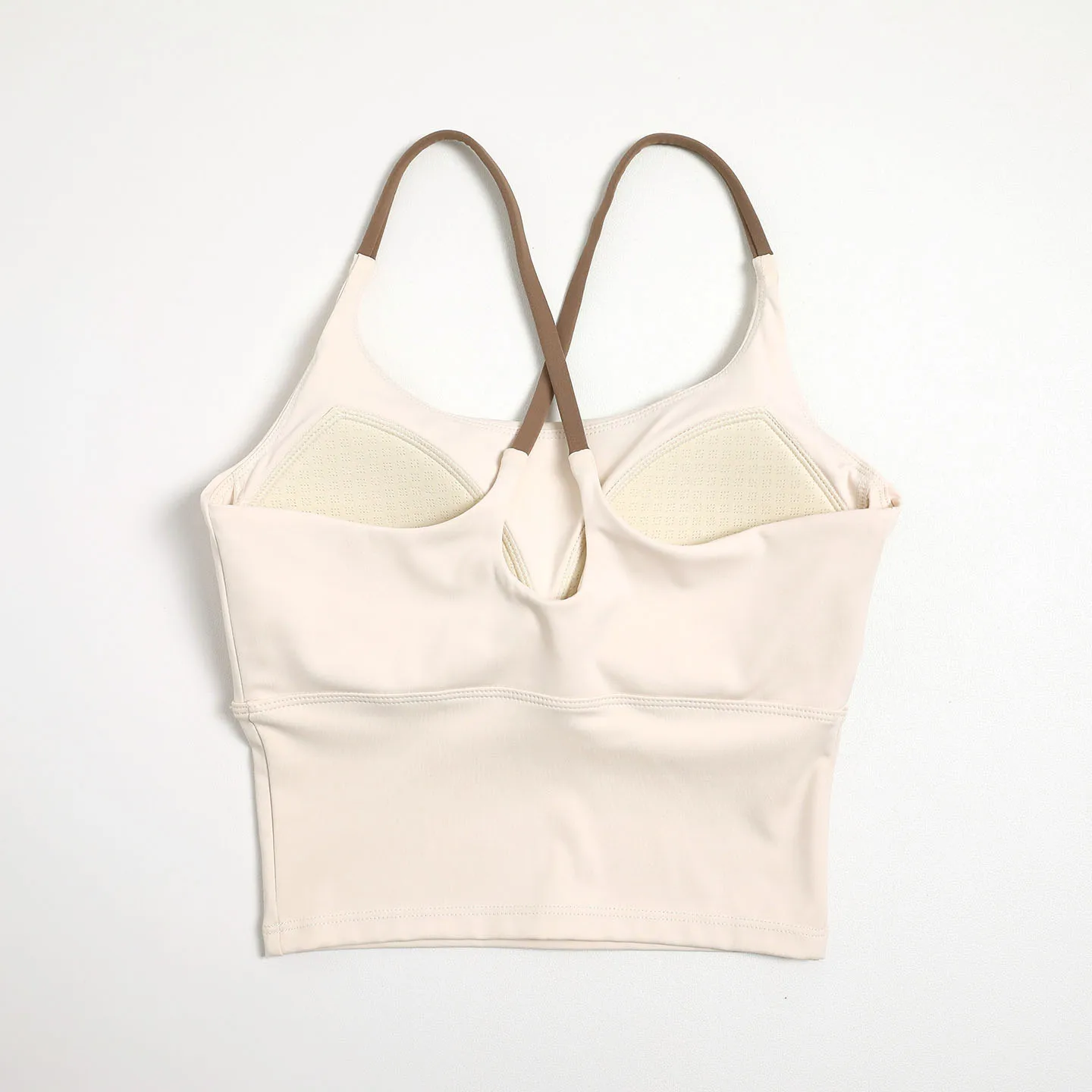 Women Cross Back Thin Strap Sports Bra Built-in Chest Pads Slim Crop Camisole Breathable Yoga Running Fitness Workout Tank Top
