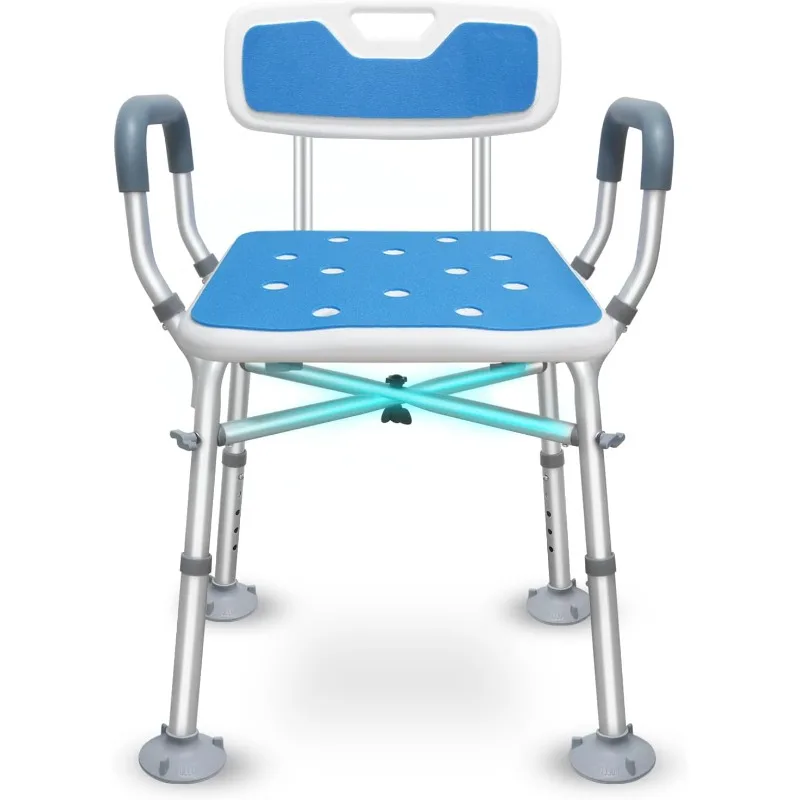 Shower Chair with Arms with Unique Heavy Duty Crossbar Supports Bath Chair with Back  Bath Stool Safety Handicap Shower Chair