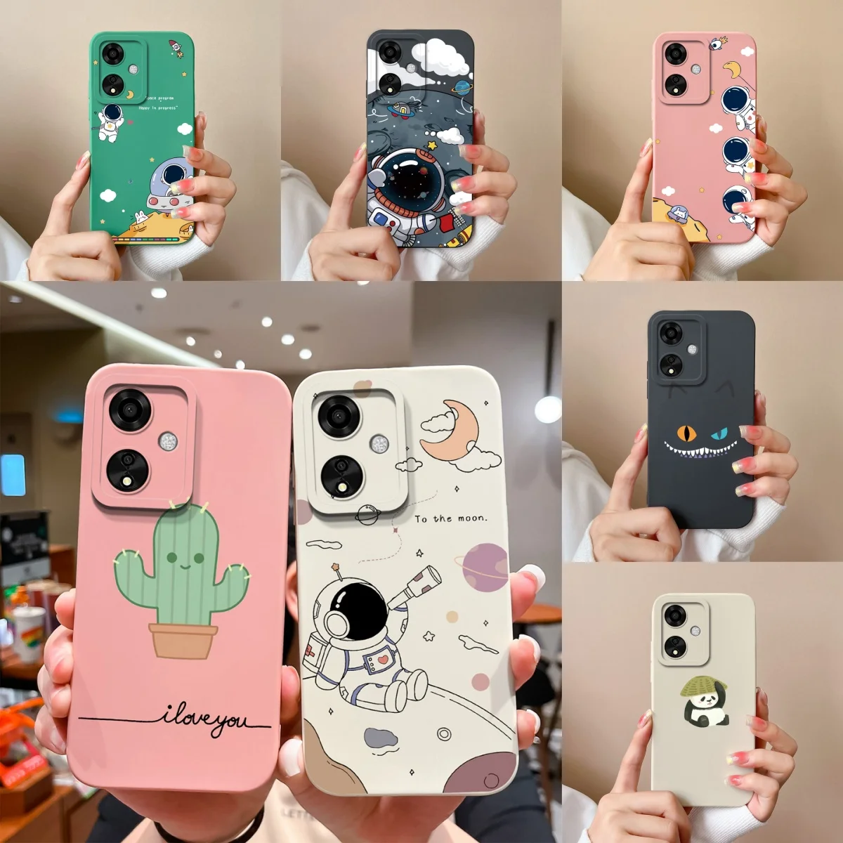 For OPPO A59 5G A60 4G Case Lovely Astronaut Liquid Silicone Durable Fashion Simplicity Back Cover For OPPOA60 A59 Coque Funda