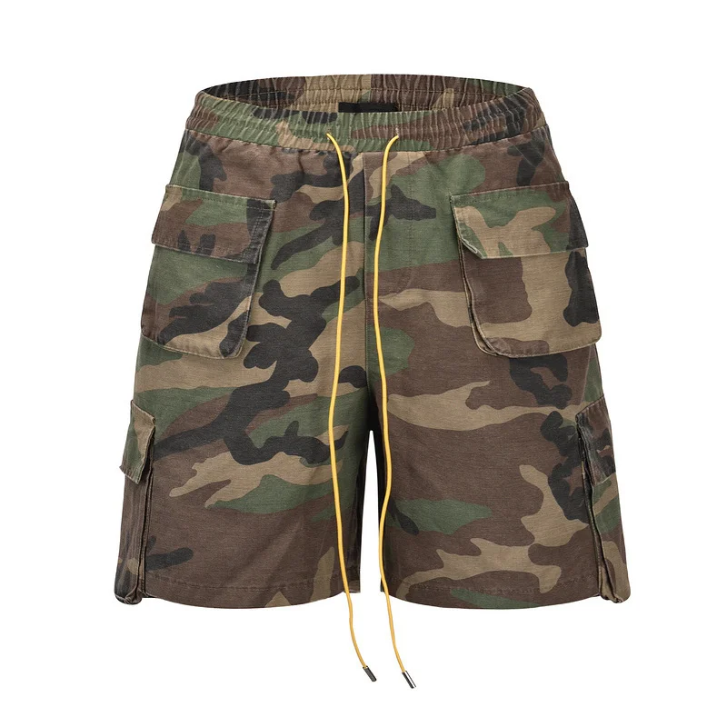 

Summer Men's Camouflage Cargo Shorts Multi-pocket Elastic Waist Military Camo Male