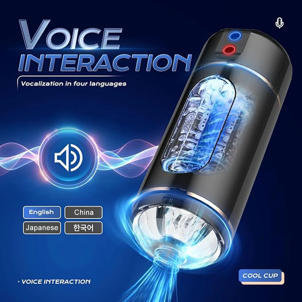 10 Frequency Male Vibration Masturbation Cup Intelligent Voice Interactive Aircraft Cup Penis Exercise Device Adult Sex Products view 5