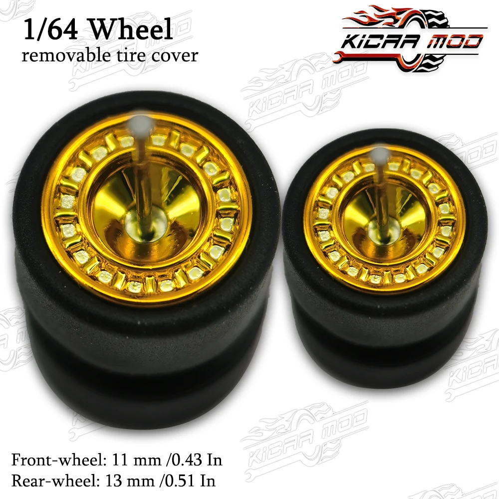 1/64 RLC Premium Wheels with Slick Tires for Hot Wheels RLC Muscle Car Closed Spoke Model Car Refitting Parts D:11mm+13mm (1Set)