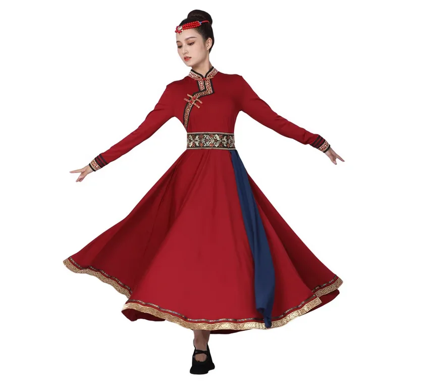 

Chinese folk dance, Mongolian dance practice skirt, ethnic dance performance costumes