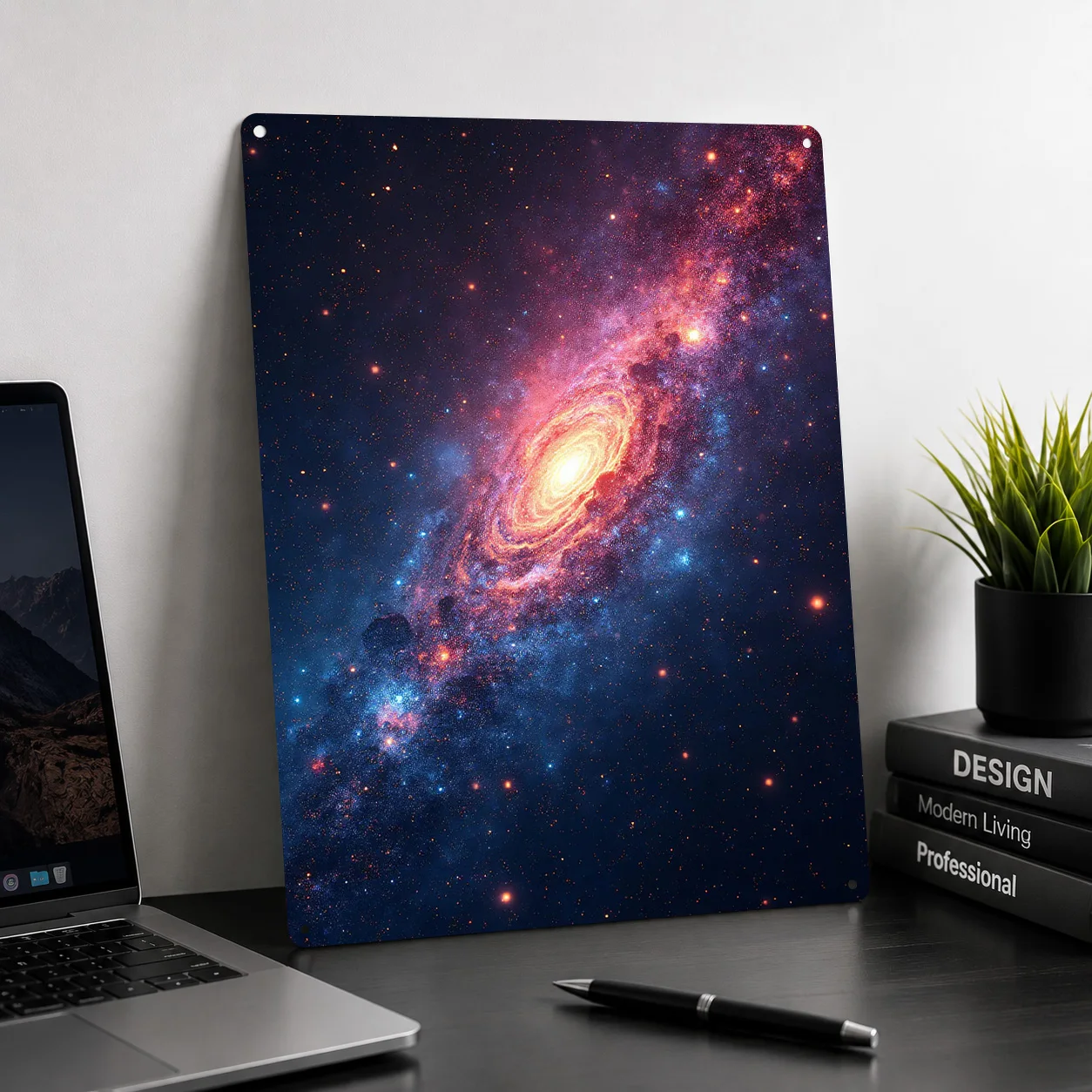 Spiral Galaxy in Space 3D Texture Printed Poster Custom Vintage Metal Tin Plate Sign for Wall Art Bathroom Decor Room House Home