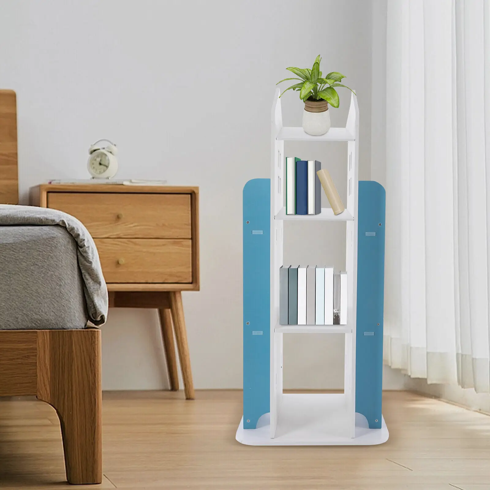 

360° Rotating Bookshelf Bookcase Storage Shelf Freestanding Display Rack Stand