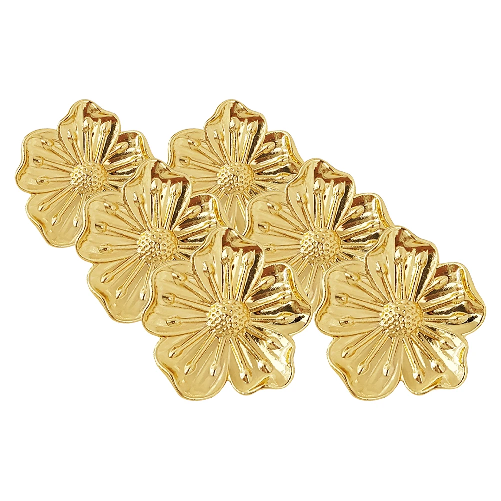 

6 Set Brass Flower Handle Cupboard Knobs Dresser Handles Floral Door Drawer Cabinet Decorative Pull