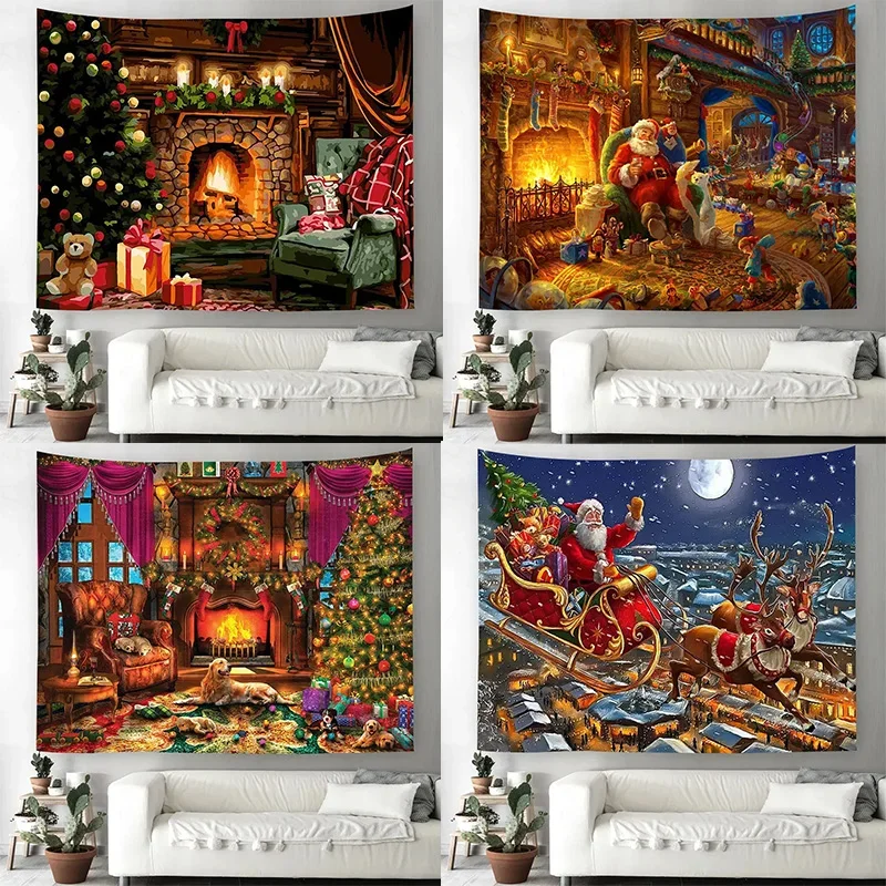 Christmas Pattern Tapestry Home Bedroom Living Room Wall Dec