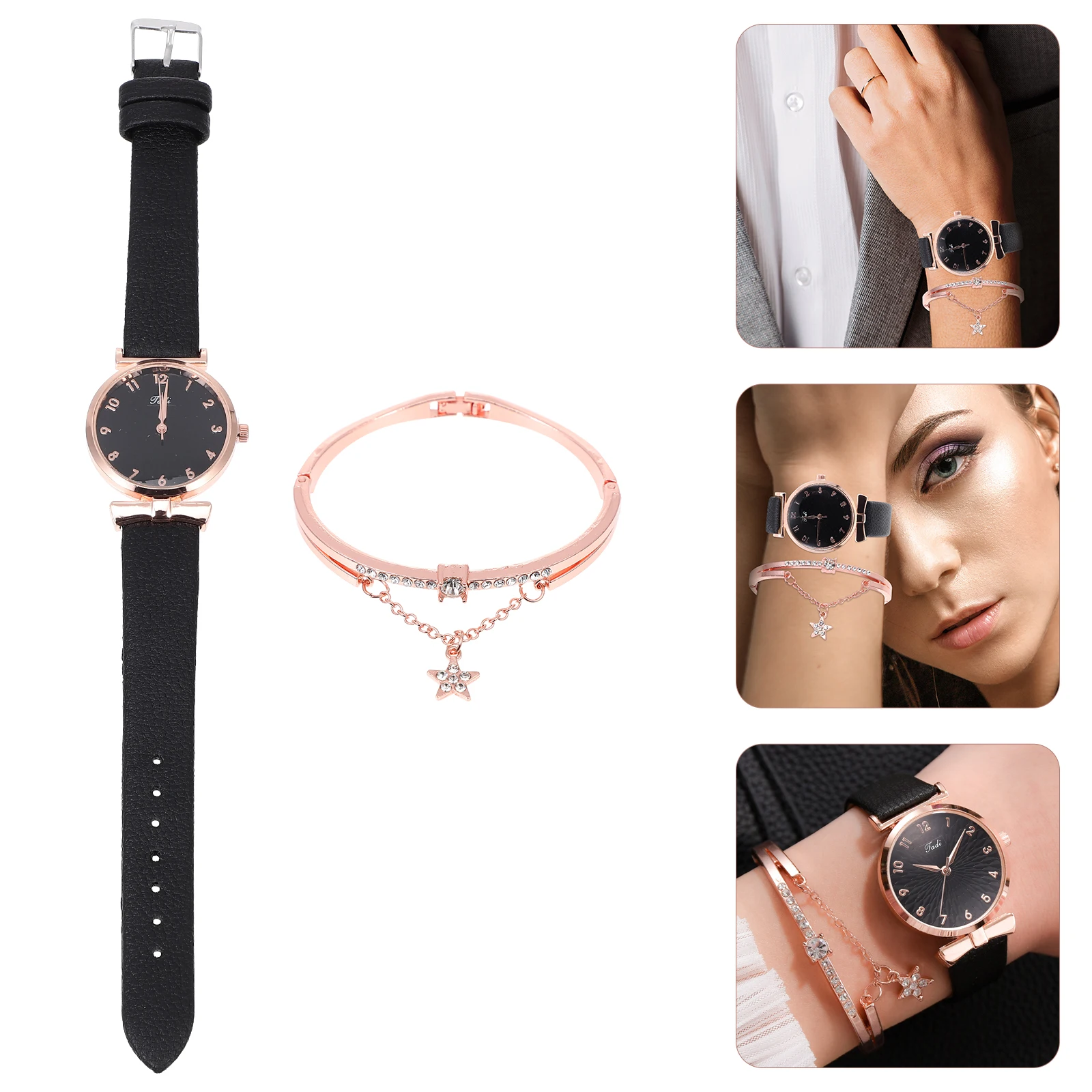 

Wrist Quartz Watch Bracelet Set for Women Gift Ordinary Glass Mirror Watches Lovers
