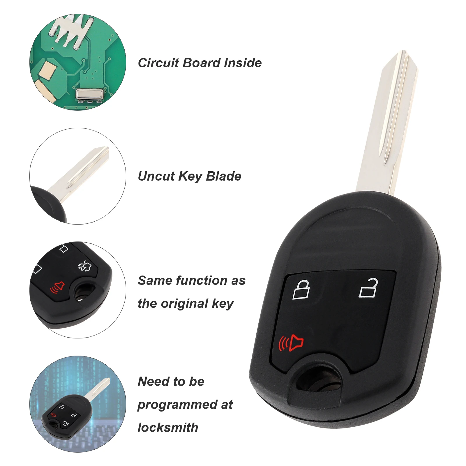 315Mhz 3 Buttons Remote Car Key Fob Keyless Entry Key Shell 4D63 80Bits Chip CWTWB1U793 Fit for Ford F150 F250 F350