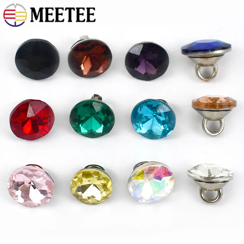 20/50mm 9mm Glass Drill Clothes Button Collar Round Clasp Shirt Shank Buttons DIY for Clothing Decorative Sewing Accessories