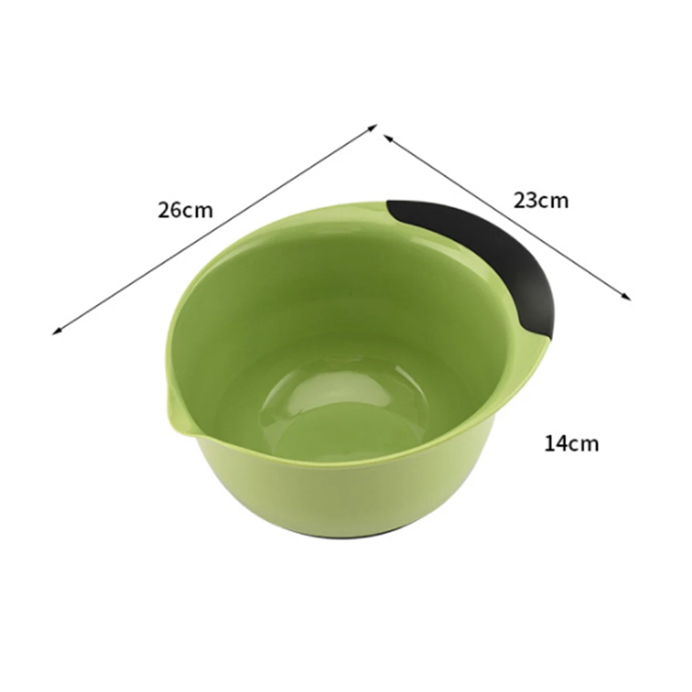 

3pcs Mixing Bowls Kitchen Salad Serving Vegetable Bowl Plastic Stacked Space Saving Thickened Base Sturdy Smooth Edges