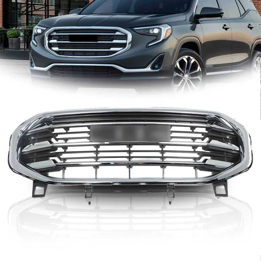 Front Grille Bumper Upper For GMC Terrain SLT 2018-2021 Replacement Chrome Mesh
