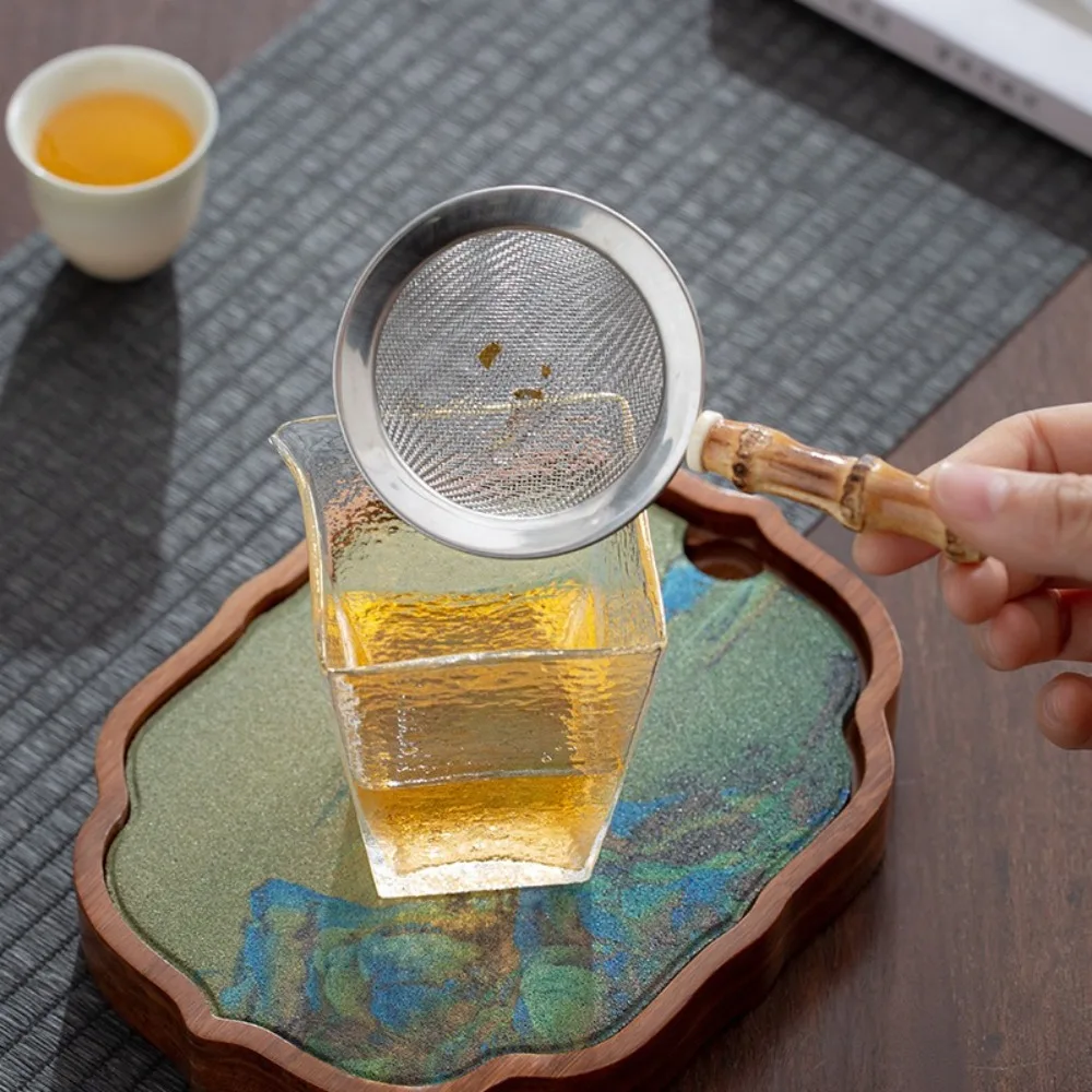 Portable Stainless Steel Matcha Sifter Very Fine Mesh Bamboo Tea Strainer Rust-Proof Easy to Clean Food Sifters for Kitchen