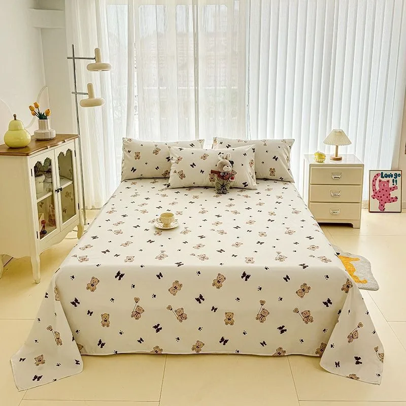 Nordic Region 3pcs Skin-friendly Soft Sheets Household Printed  Bedroom King Queen Size Bedding Single Double Breathable Durable