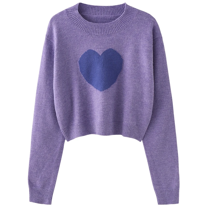 เสื้อไหมพรมถักลายหวานใจ จินเฉินจูจิง สำหรับผู้หญิง แขนยาว คอกลม แบบสวม ใส่สบาย อุ่น แฟชั่นฤดูใบไม้ผลิ