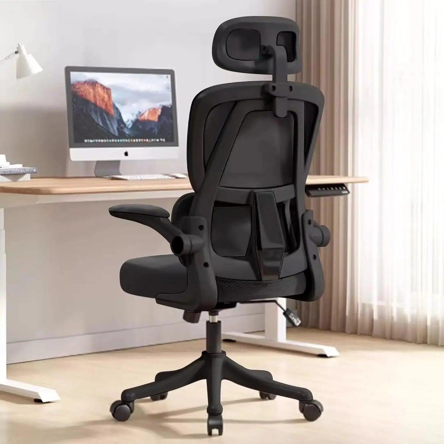 Ergonomic Office Chair Computer Desk Chairs with Flip-up Armrests and Lumbar Support, High Back Mesh Gaming Chairs, Customized