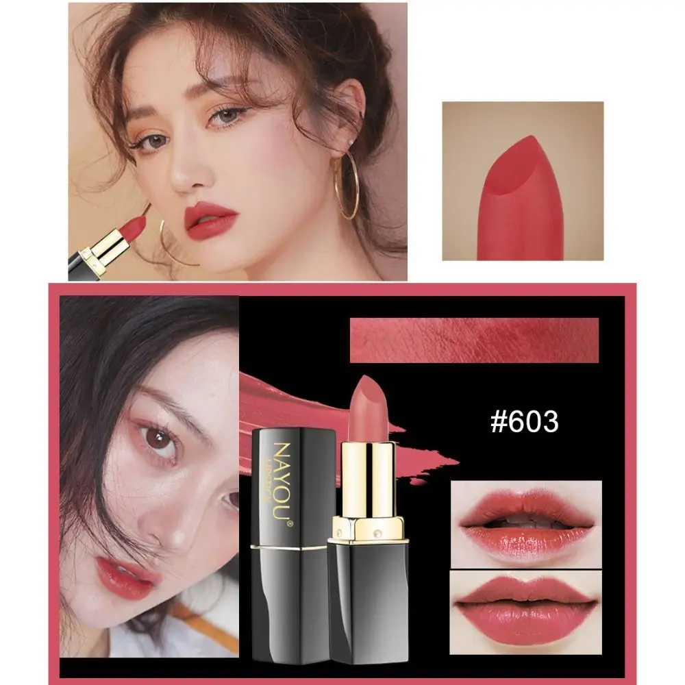 Set di 6 Rossetti Opachi Impermeabili a Lunga Durata, Non Sbiadiscono, in Tubetto Quadrato, Balsamo Labbra Idratante, Cosmetici per il Trucco