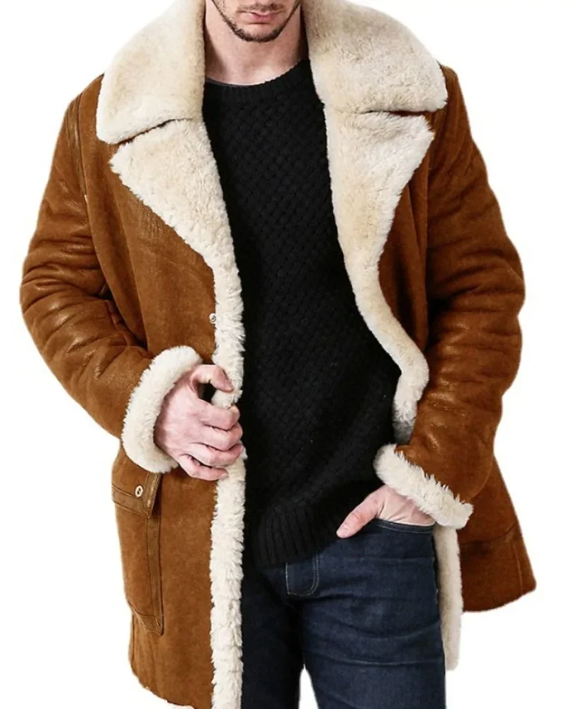 2023 Leather and Fur Integrated Men\'s Jacket Autumn and Winter Thickened Jackes Suede Warm Coat Cotton Jacket