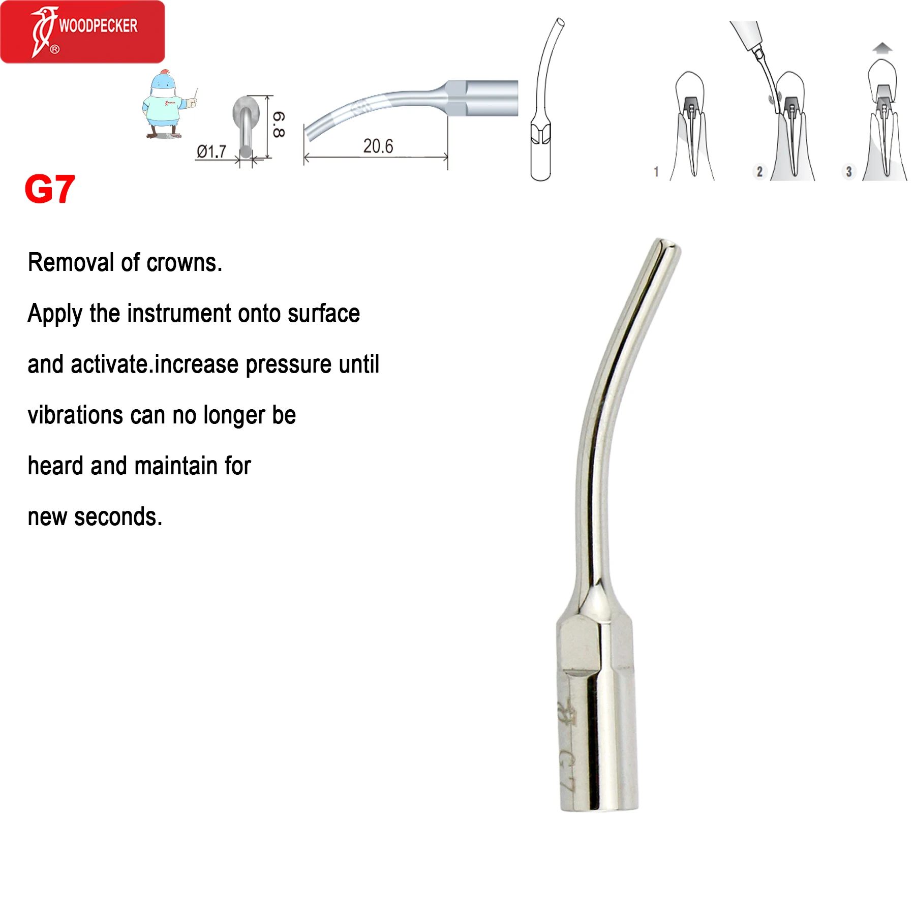 Original Woodpecker Dental Scaler Tips Ultrasonic Scaling Tip G1 G2 G3 G4 G5 G6 G7 G8 Fit For EMS UDS image 3