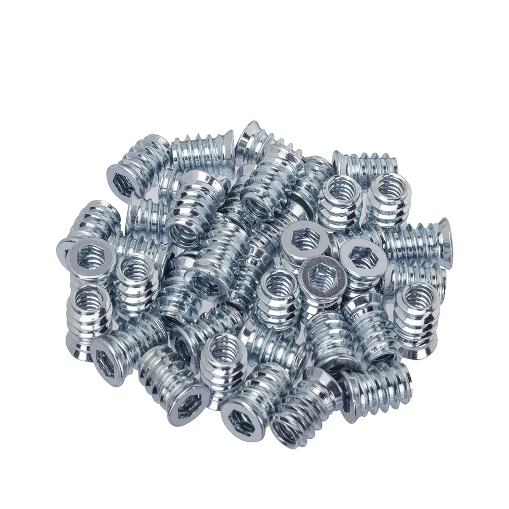 80/100/130pcs M4 M5 M6 M8 M10  Hexagon Socket Threaded Insert Nut Embedded E-Nut for Furniture Wood Bed Cabinet