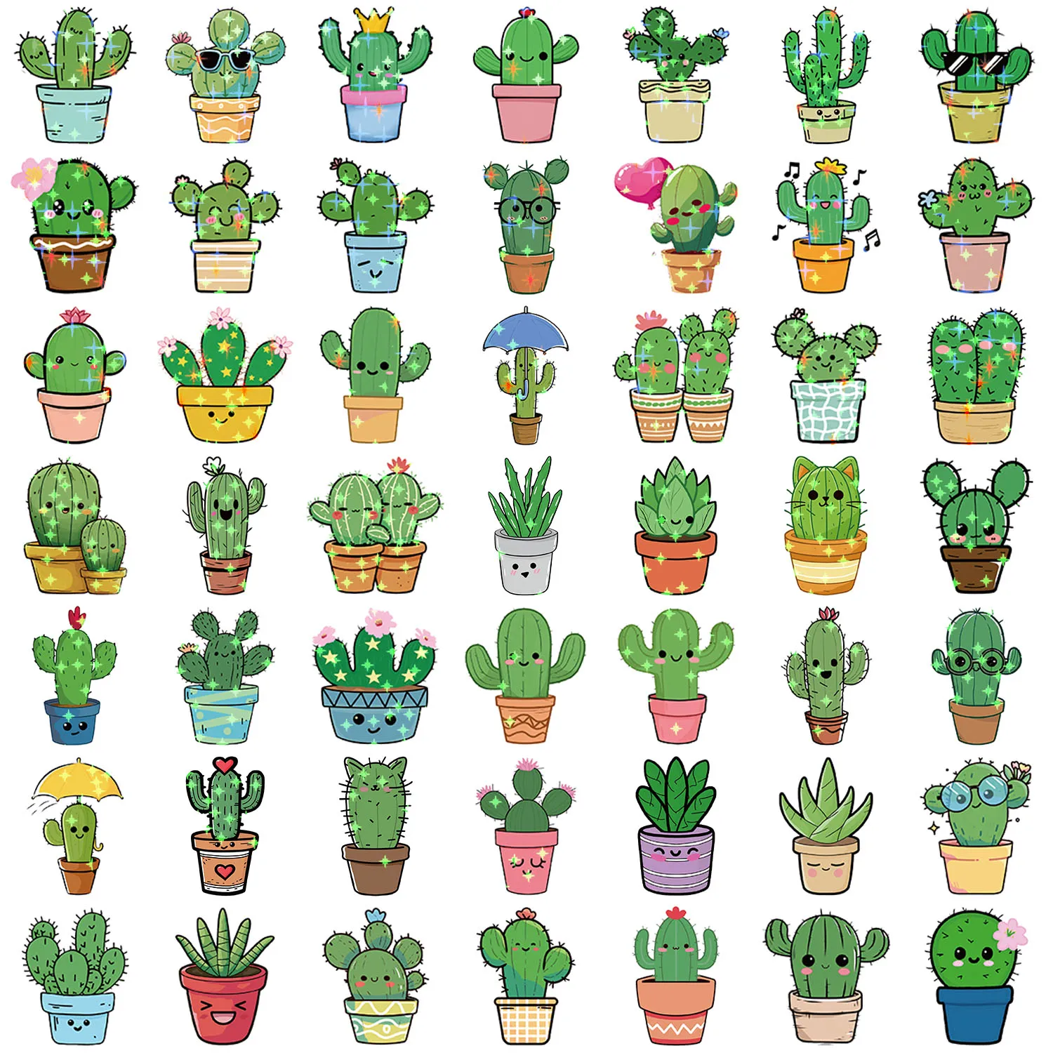 50 SZTUK Uroczych Naklejek Graffiti z Kaktusami na Zabawki Laptop Telefon Bagaż Album Scrapbook Deskorolkę Kreatywne Naklejki