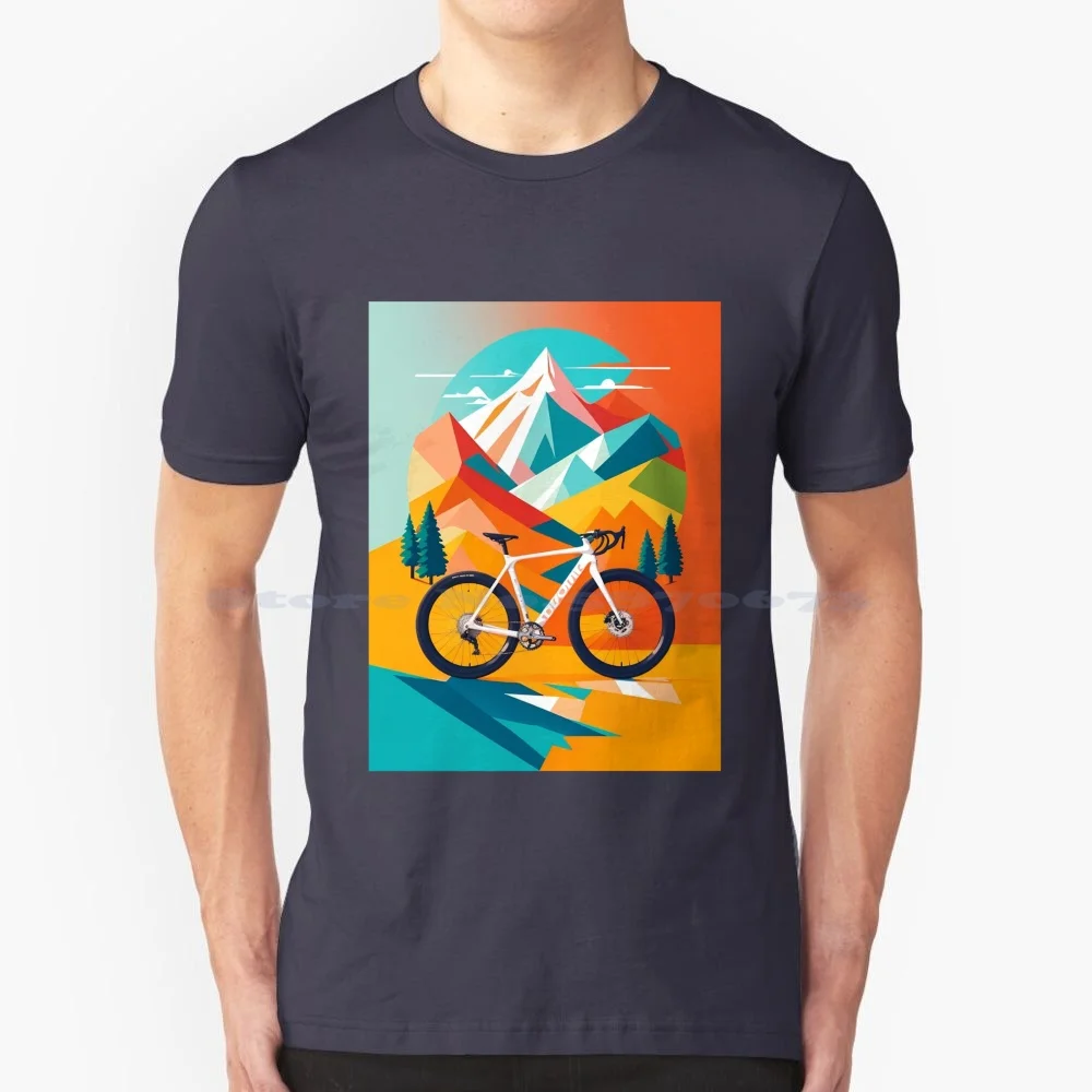 Abstract Mountains Bike T Shirt 100% Cotton Tee Bicycle Abstract Pattern Biker Mountains Sport Mountain Bike Mtb Rider Bmx