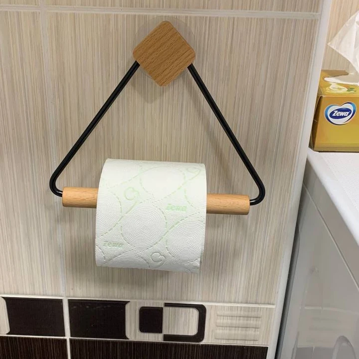 Toilet Paper Towel Dispenser Wooden Paper Roll Holder for Bathroom Contact Paper Holder Household Storage Rack