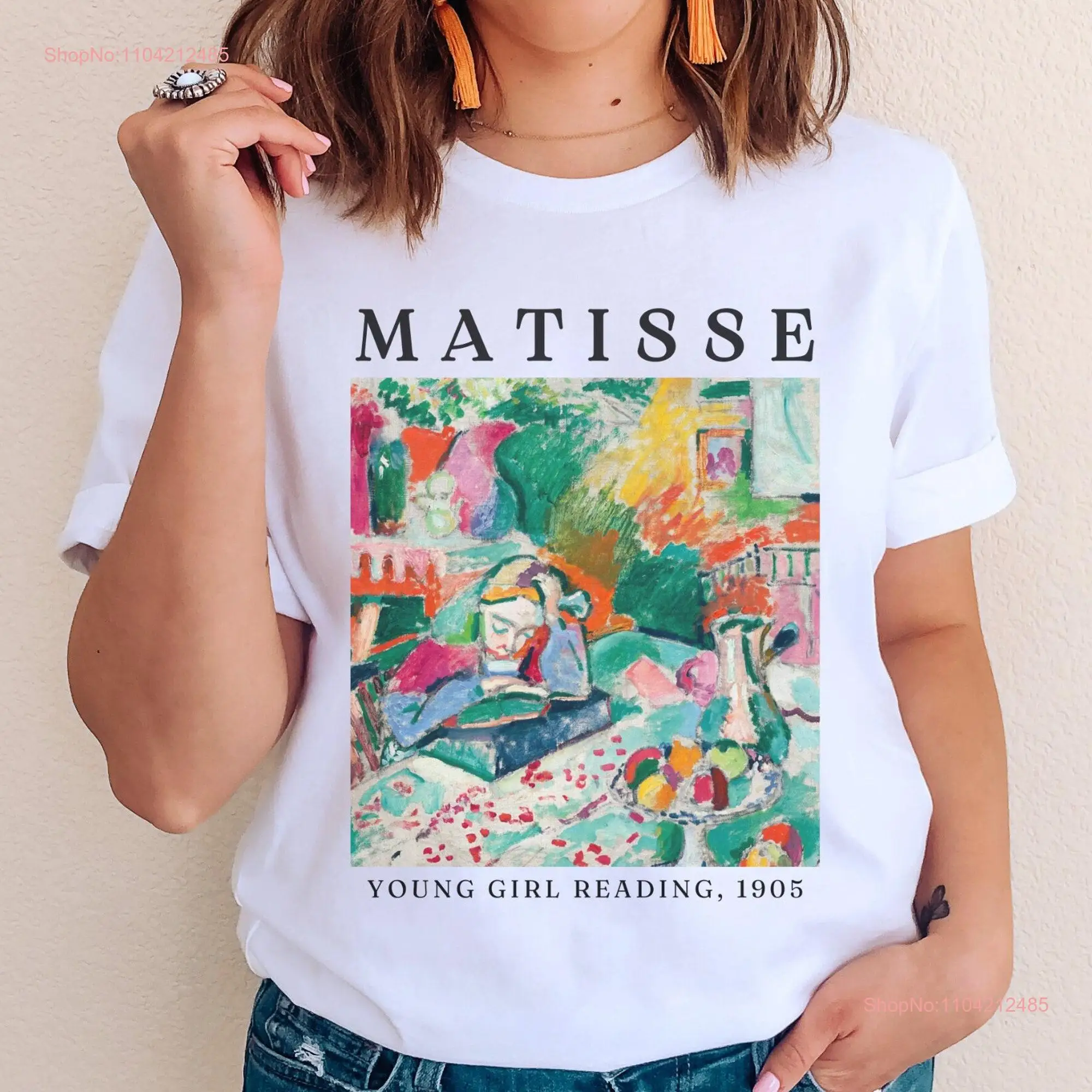 Matisse T Shirt Girl Reading Colorful Art Lover for Artist or Teacher Artwork Clothing Aesthetic long or short sleeves