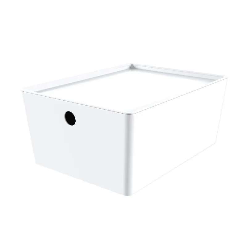 

Large Lidded Storage White lidded storage bins; Stack nicely for storage options in any room