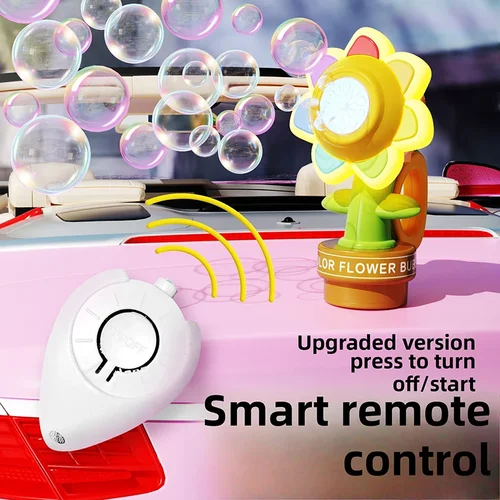 Máquina de burbujas de flores de siete colores con control remoto, luz colgante de burbujas de escupir por goteo para coche, máquina de burbujas de girasol oscilante