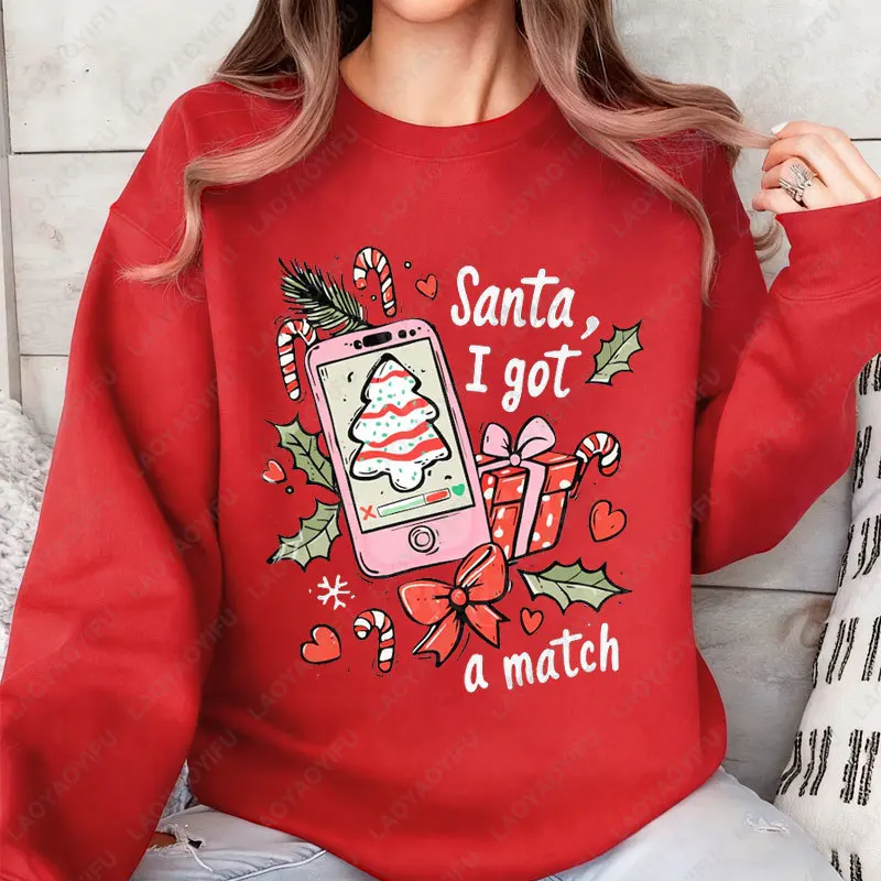 Vintage Christmas Snack Crewneck Pullovers funny Xmas Snacking Graphic woman Printing Hoodies Harajuku Hip-hop Y2k Streetwear