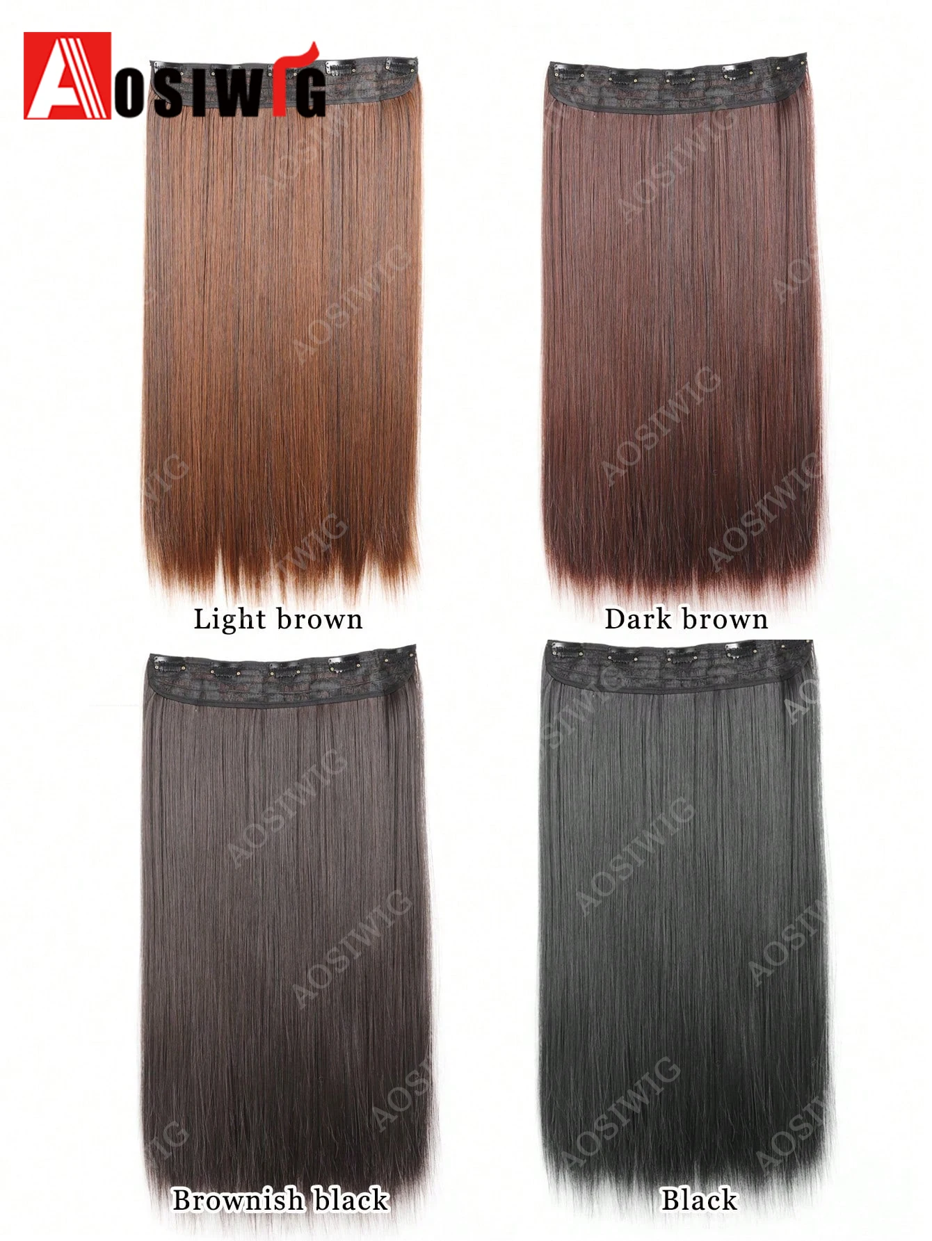 Synthetic Long Straight Clip In Hair Extensions