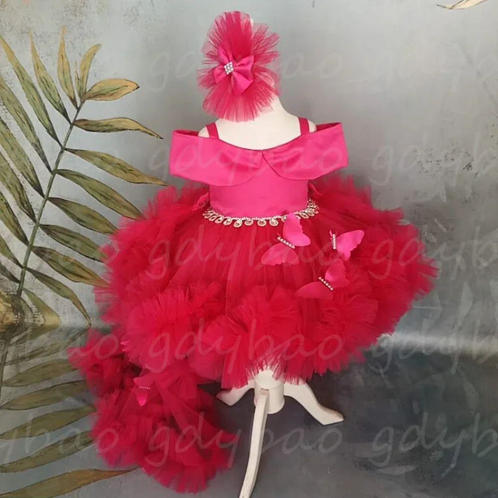 Vestidos Tutu das meninas com colher flor para as mulheres, uma linha, vestidos de festa de casamento, comprimento do joelho, imagem real, bebê encantador