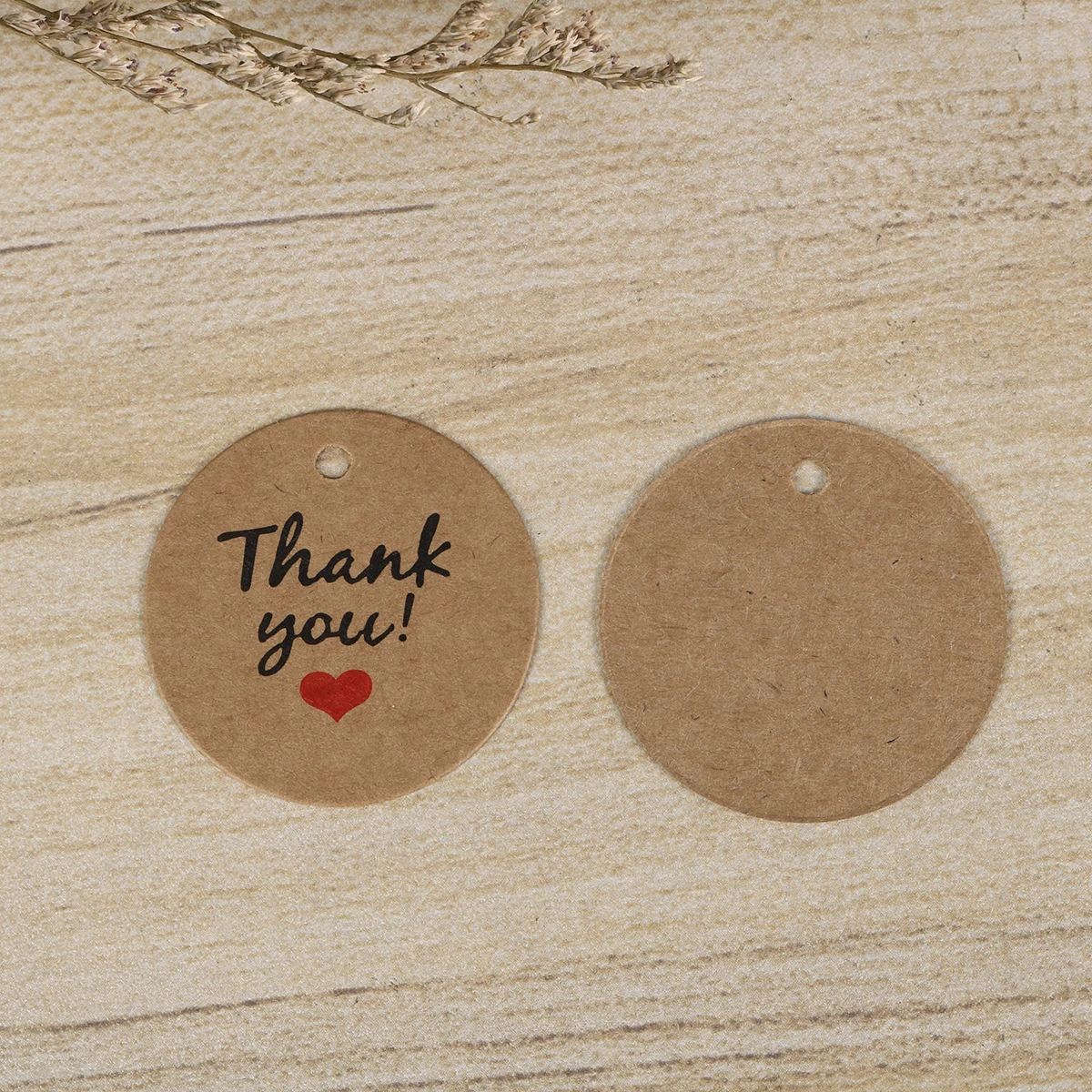

200pcs Thank You Heart Tags Kraft Paper Gift Hangtag Round Label for Wedding Party Anniversary Cards Paper Supplies
