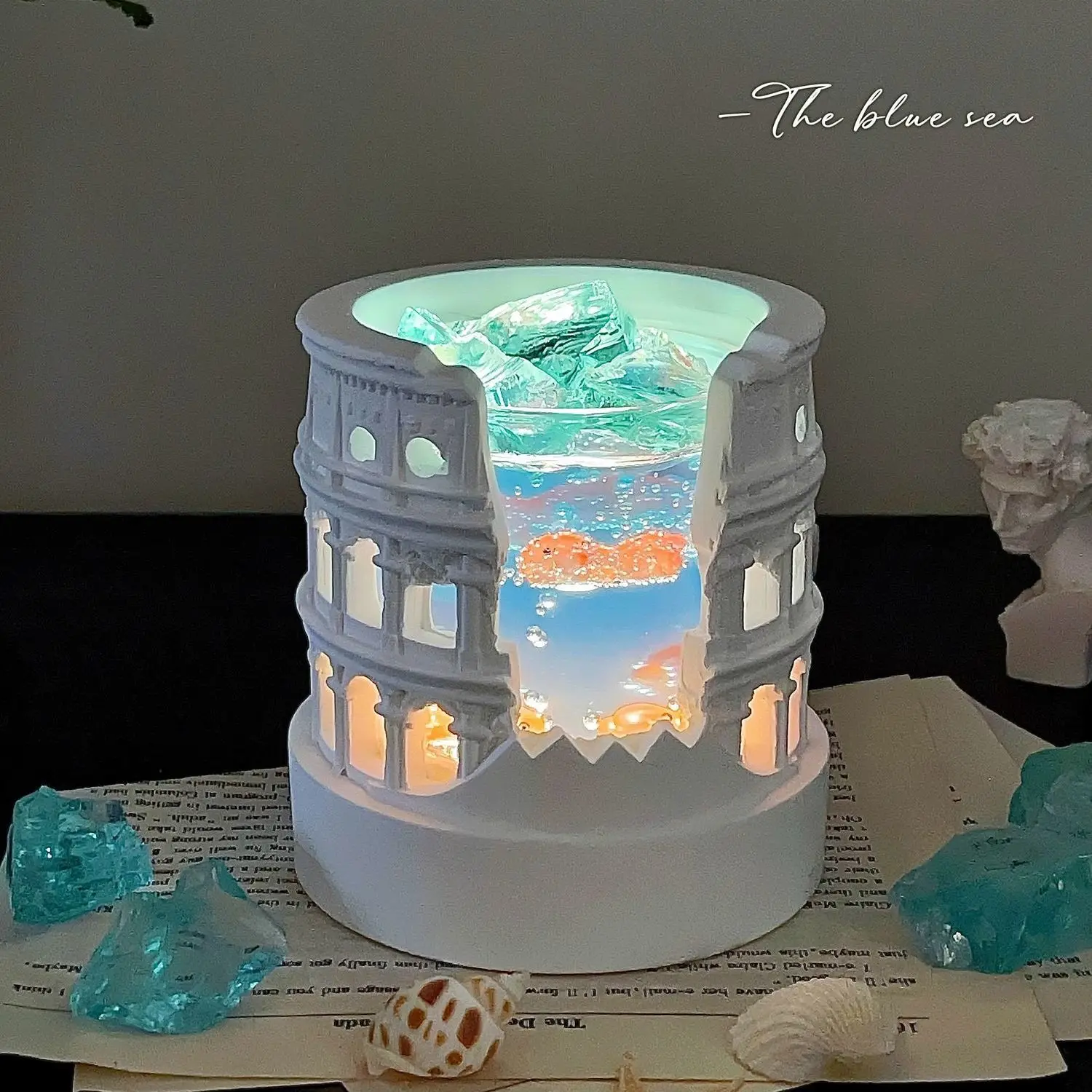 Roman Goldfish Flameless Fragrant Stone Aromatherapy Lamp Crystal Indoor Fragrance Nightlight Ornament