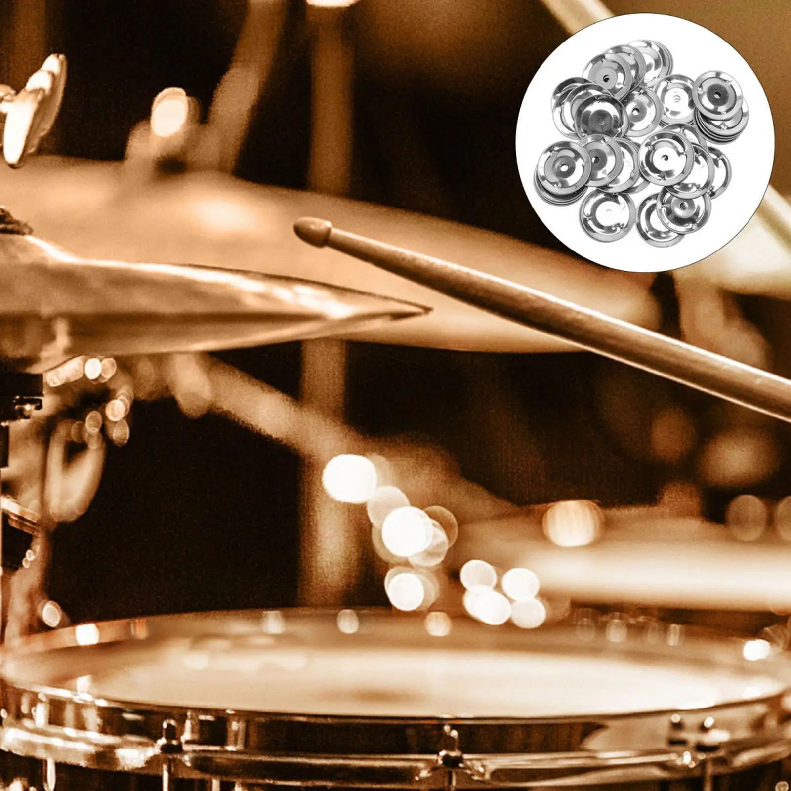 50pcs Tambourine Ring Cymbals Ching Rings Percussion Instrument Drum Ring Double Row Rattle Drum Rings durable Drum accessories