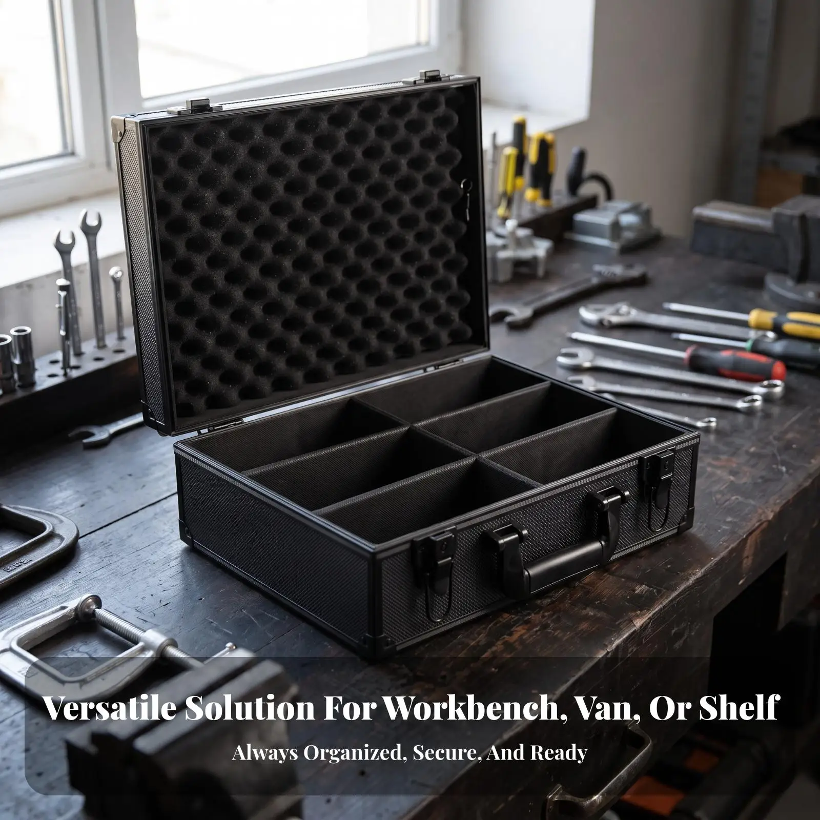 Storage Box with Lock Safeguarding Hard Case with Dividers Sturdy for Travel