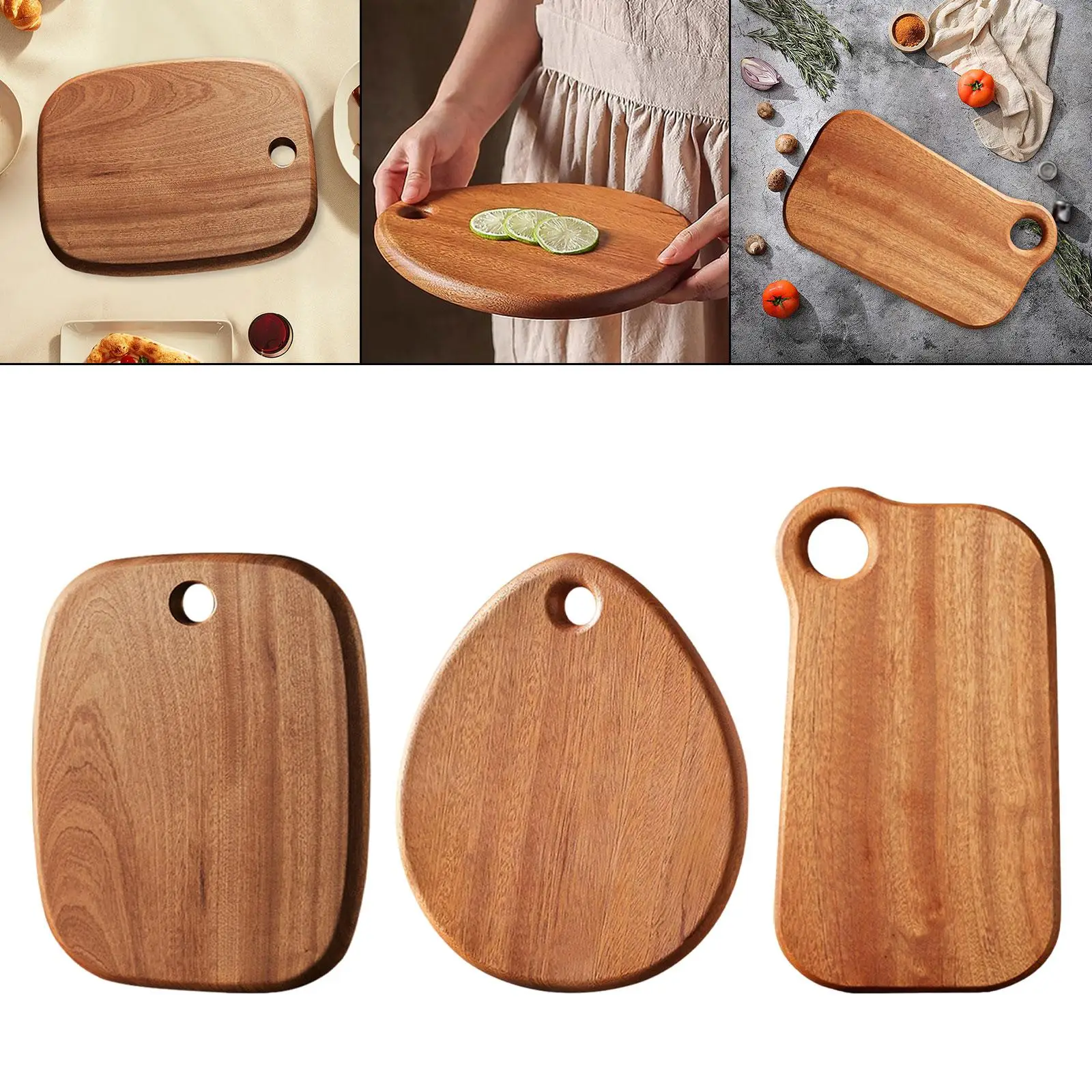 

Wood Cutting Board Portable Heavy Duty Kitchen Baking Tools Versatile Serving Tray for Carving Meat Food Prep Steak Fruits Bread