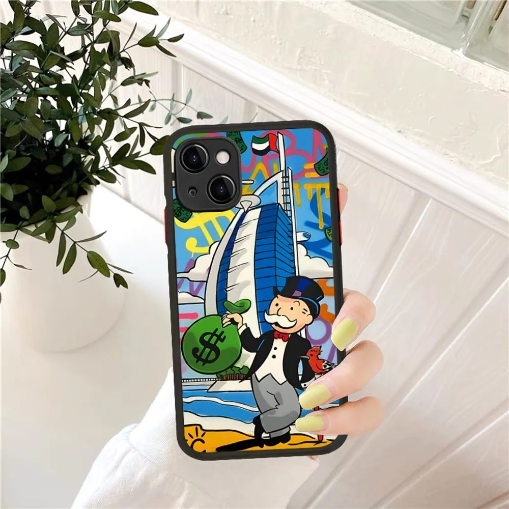 Cartoon D-Dollars Alec M-Monopolys Phone Case for iPhone 14 11 12 13 Mini Pro Max 8 7 Plus X XR XS MAX Translucent Matte Cover