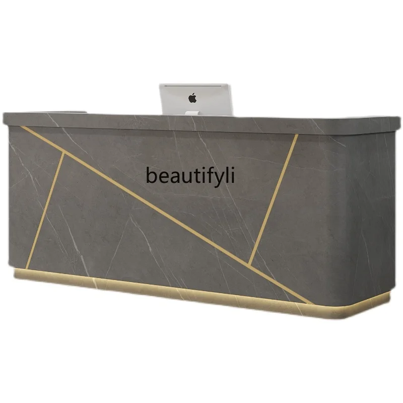 Nordic clothing store checkout page Simple modern curved counter Beauty salon Bar company Small reception desk