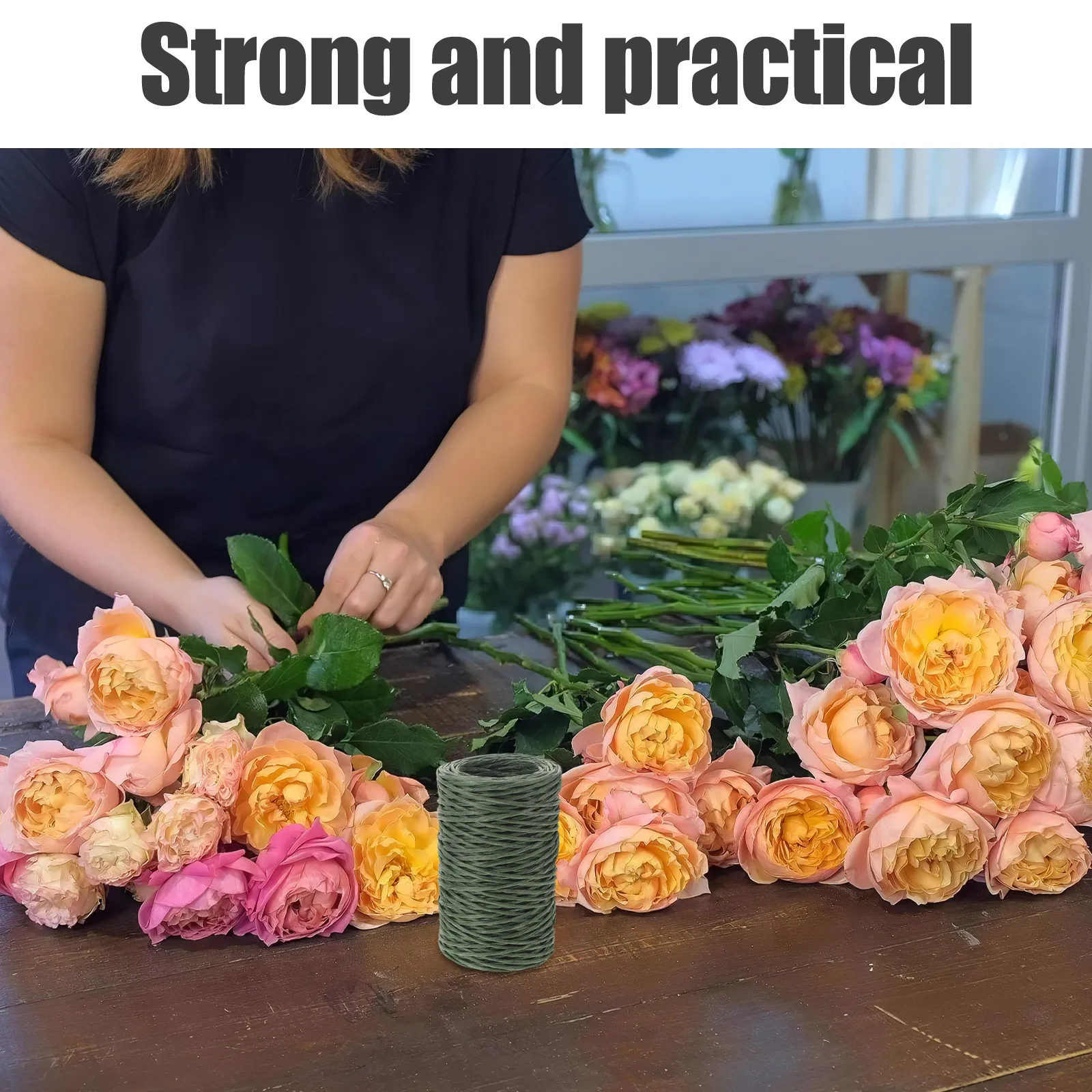 

2 рулона флористической проволоки 2 мм x 55 ярдов в бумажной оплетке для стеблей цветов, рукоделия, DIY-поделок, декоративной поделки, флористические принадлежности