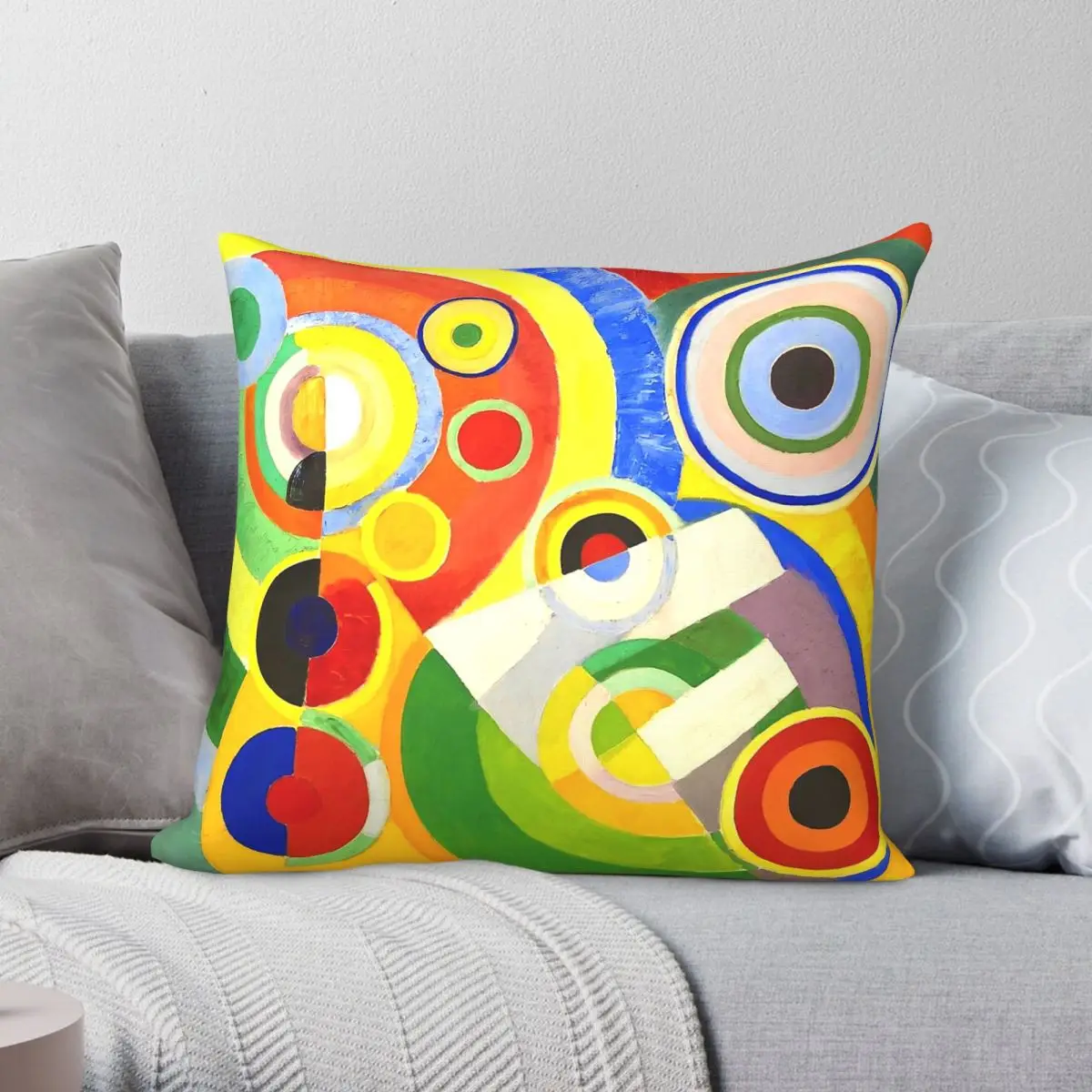 Robert Delaunay Rhythm Joy Of Life Square Pillowcase Polyester Linen Velvet Pattern Zip Decorative Pillow Case Bed Cushion Cover