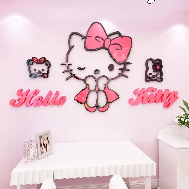 Hello Kitty Room Decoration Princess Room Bedroom Decoration Bedhead Wall Decal Wall Sticker Self Adhesive Painting