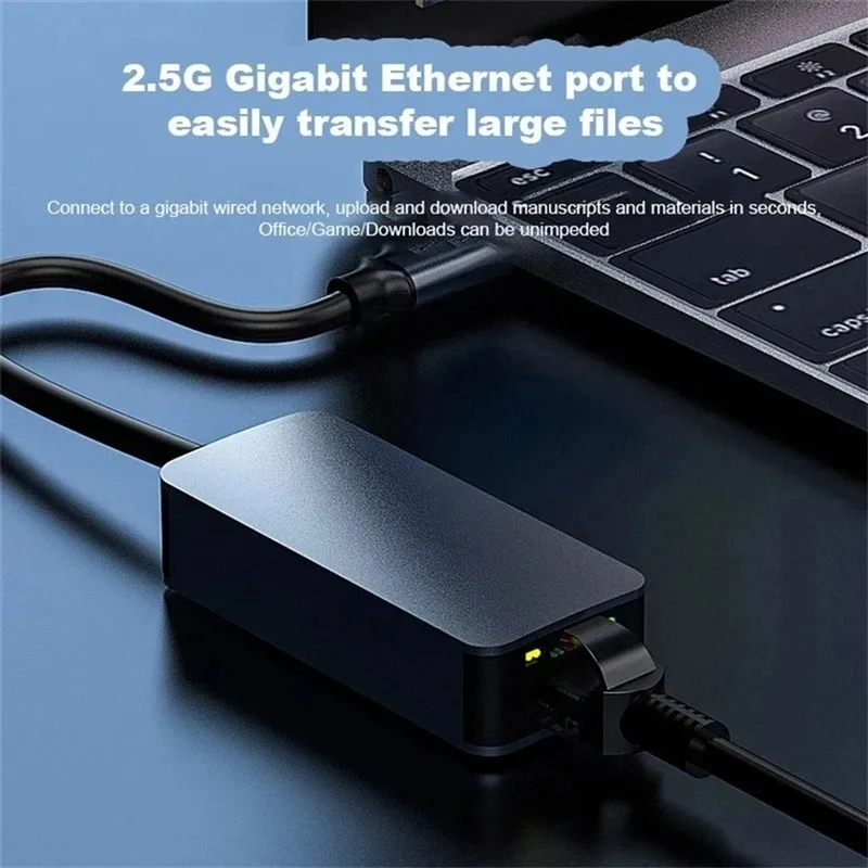 Type C To RJ45 Ethernet Adapter 2500Mbps USB 3.0 RJ45 Network Card 100/1000/2500Mbps Lan Internet Cable For MacBook Laptop PC