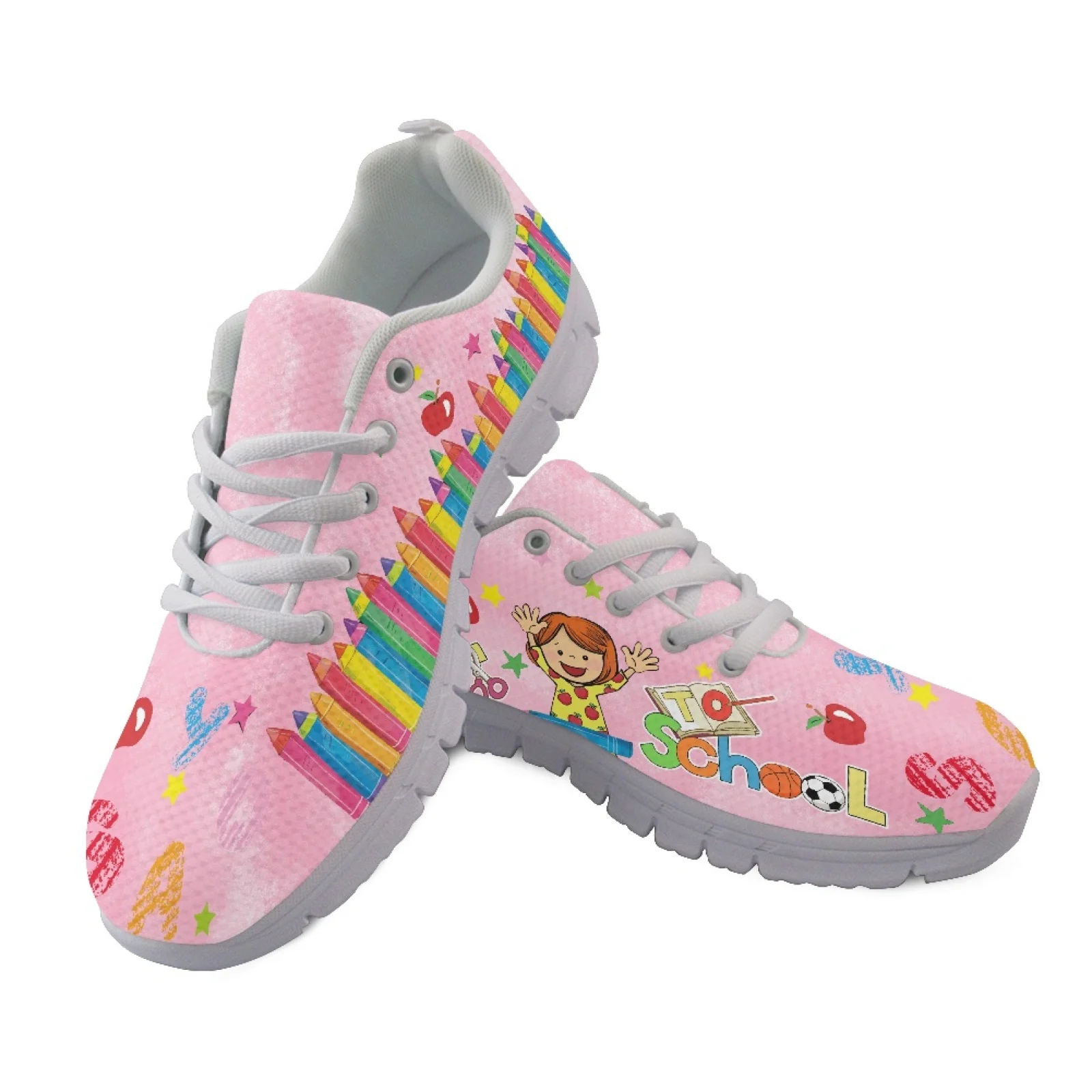 Coloranimal Back to School Running Shoes for Womens Mesh EVA Sole Low Top Lace up Sneakers 2026 New Design for Daily Travel
