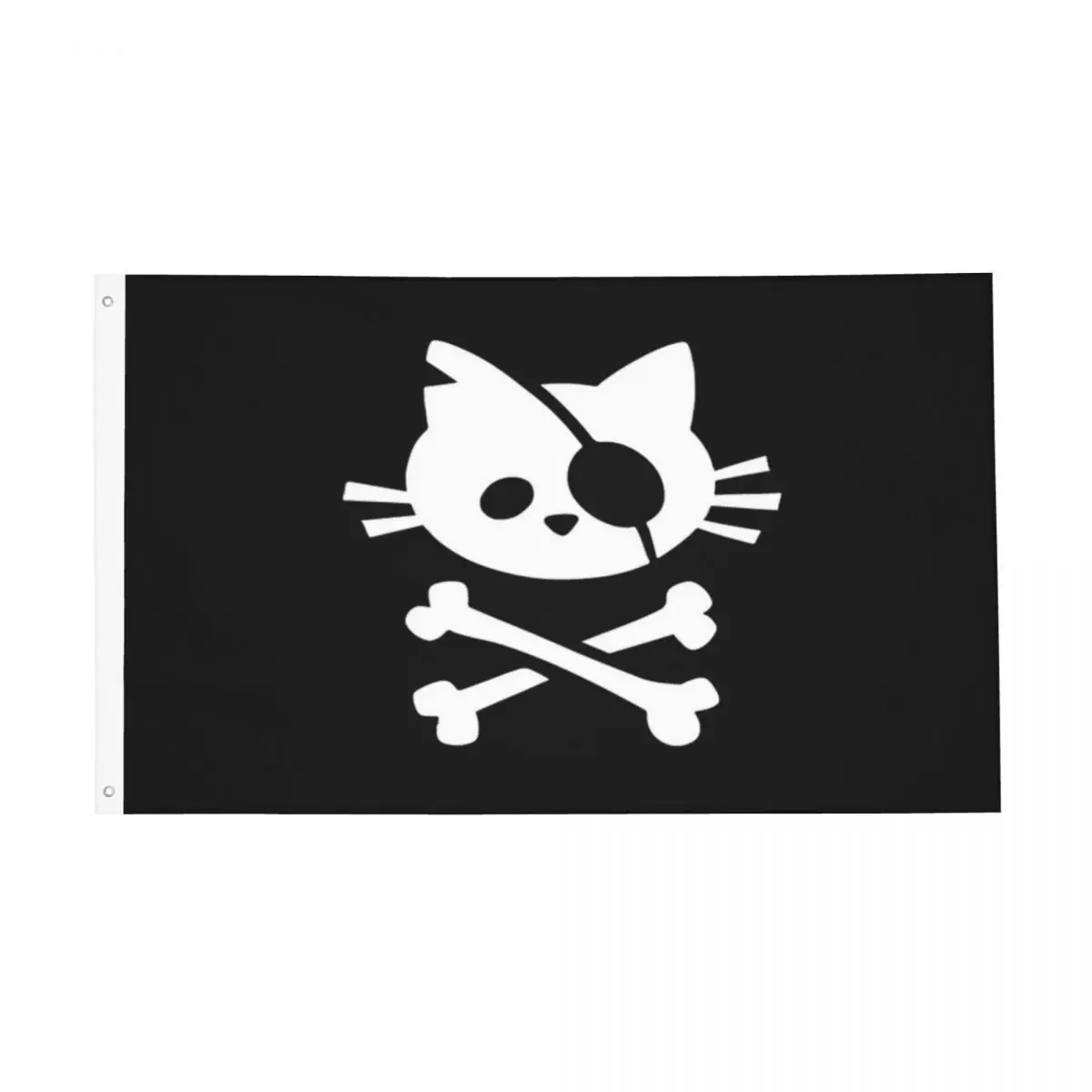 

Pirate Cat Skull And Crossbone Flag Decor 3x5FT Polyester Material With Metal Grommets Vibrant Colors Flowy