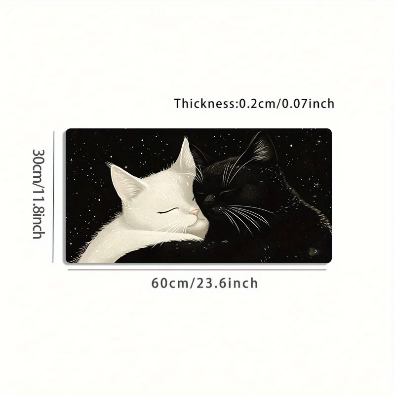 Black White Cats Starry Night XXL Gaming Mouse Pad Large Desk Mat Non Slip Washable Rubber Base PC Laptop Gamer Gift