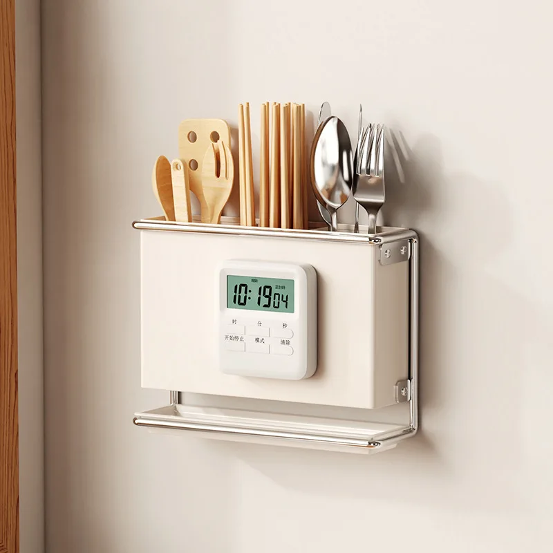 

Kitchen Floating Wall Storage Oraganizer Shelves Home Timer Sets Knife Stand Cutlery Holder Drainer for Kitchens Accessories
