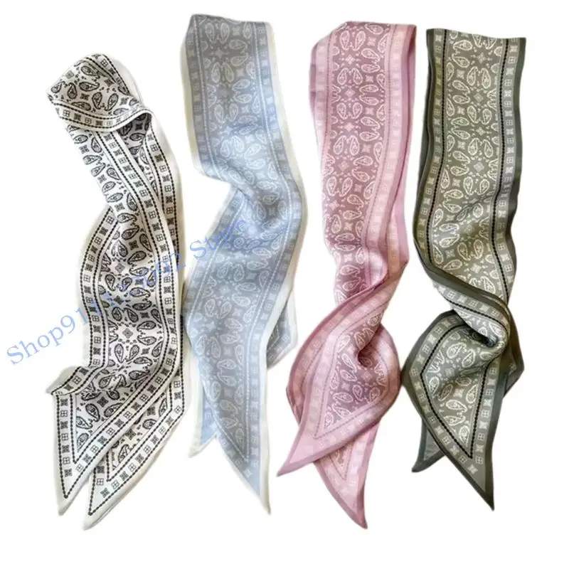 

H9ED Luxurious Silk Like Scarf For Ponytails Braids French Vintage Gift Ready